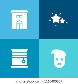 Modern, simple vector icon set on colorful background with space, galaxy, outdoor, office, abstract, architecture, sky, vintage, urban, star, business, curtain, astrology, nature, retro, estate icons
