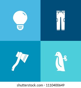 Modern, simple vector icon set on colorful background with lamp, cute, baby, tool, children, child, toy, winter, white, bird, trousers, animal, axe, fashion, jeans, creative, power, pants, denim icons