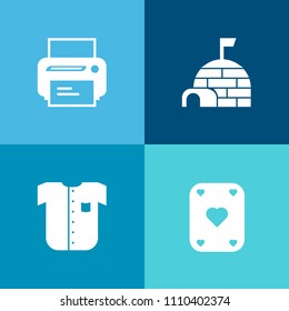 Modern, simple vector icon set on colorful background with sky, digital, object, polar, poker, machine, computer, igloo, card, technology, black, shelter, house, fashion, arctic, printer, new icons