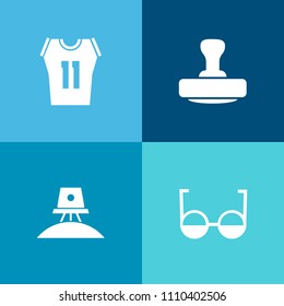 Modern, simple vector icon set on colorful background with galaxy, team, technology, accept, spaceship, post, eye, astronomy, stamp, astronaut, mark, ball, universe, shirt, optical, earth, star icons