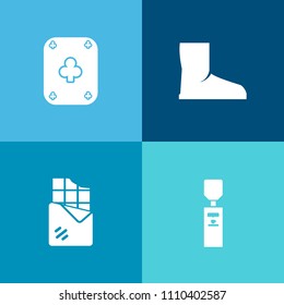 Modern, simple vector icon set on colorful background with mineral, dark, healthy, delicious, black, sweet, foot, liquid, game, bar, snack, sign, dispenser, fashion, candy, card, brown, cold icons