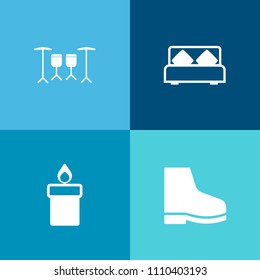 Modern, simple vector icon set on colorful background with drum, sign, music, modern, rhythm, christmas, light, sport, sound, black, holiday, religion, white, hotel, fire, burn, foot, bed, wax icons