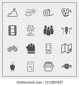 Modern, simple vector icon set with power, profile, nature, food, cold, transportation, season, white, cycle, cable, blue, online, financial, mountain, store, world, sky, kitchen, business, warm icons