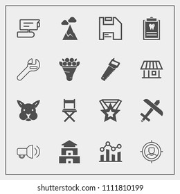 Modern, Simple Vector Icon Set With Megaphone, Temple, Cute, Culture, Seat, Finance, Patient, Video, Plane, Tv, Asia, Graph, Customer, Chart, Equipment, Clinic, Animal, Diskette, Dental, Pagoda Icons