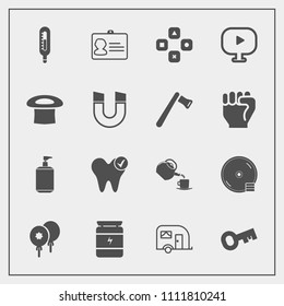 Modern, simple vector icon set with temperature, bodybuilding, van, dental, birthday, white, transport, fitness, play, decoration, dvd, liquid, computer, sign, technology, fun, traffic, clean icons