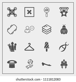 Modern, simple vector icon set with delivery, game, dentistry, sign, find, magnifying, craft, ice, chess, control, skateboard, spaceship, piece, technology, clinic, dessert, cargo, award, skate icons