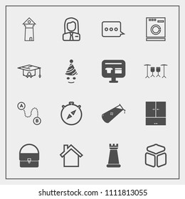 Modern, simple vector icon set with travel, architecture, message, king, people, laundry, south, game, appliance, washer, landmark, europe, north, east, piece, telephone, square, business, map icons