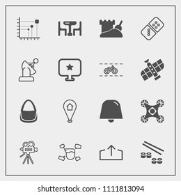 Modern, simple vector icon set with bag, sign, web, earth, domino, family, diagram, seafood, drone, home, technology, space, row, male, play, white, location, boy, video, communication, dinner icons