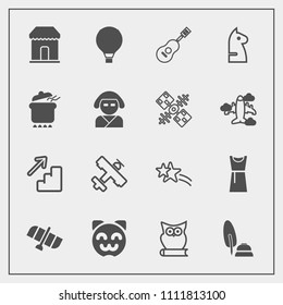 Modern, simple vector icon set with ink, jump, pen, parachuting, concert, travel, dress, sky, shop, falling, guitar, space, animal, white, extreme, up, aircraft, shiny, planet, plane, star, cute icons