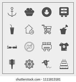 Modern, simple vector icon set with wheel, comb, baby, human, dessert, pie, brush, avatar, beauty, equipment, technology, juice, cake, cold, drill, child, machine, kid, vision, drink, hand, sign icons