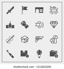 Modern, simple vector icon set with nature, dinner, nation, brush, male, business, cardboard, folder, table, clothes, cello, national, musical, extreme, food, cutlery, sky, package, file, music icons
