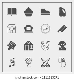 Modern, simple vector icon set with beautiful, object, cake, sweet, glass, music, drawing, cocktail, literature, backdrop, education, geisha, footwear, spotlight, real, japan, light, business icons
