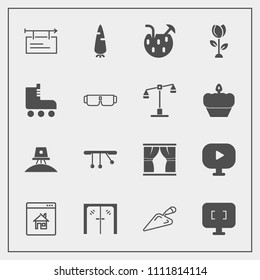 Modern, simple vector icon set with billboard, cocktail, nature, screen, vegetable, online, raw, spaceship, handle, blossom, pendulum, monitor, science, door, floral, glass, carrot, summer, home icons