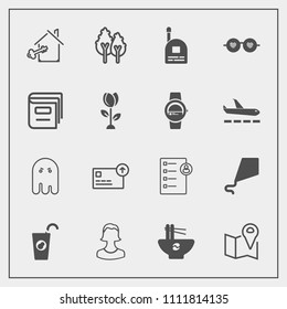 Modern, simple vector icon set with nature, location, summer, chinese, juice, business, map, pin, fruit, job, fresh, fun, child, kite, sky, drink, cash, avatar, money, finance, scary, key, human icons