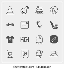 Modern, simple vector icon set with family, sea, paper, bank, alien, ship, lamp, table, chair, office, light, clothes, clothing, vessel, craft, tool, kid, sew, sewing, machine, home, cartoon, up icons