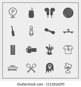 Modern, simple vector icon set with typography, tropical, vehicle, red, paddle, reminder, calendar, water, space, canoe, urban, road, photography, alcohol, summer, agenda, wine, glass, sea, sign icons