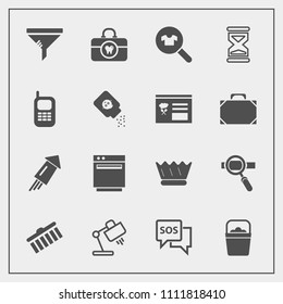Modern, simple vector icon set with service, technology, air, table, stroke, gas, firework, hygiene, handle, research, bucket, appliance, royal, celebration, stove, shape, clothing, water, help icons
