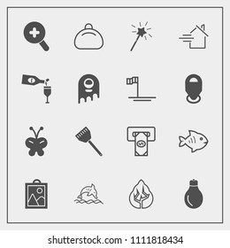 Modern, simple vector icon set with picture, rent, object, forest, fish, house, finance, machine, glass, fashion, estate, sea, style, atm, white, magic, butterfly, tree, idea, environment, zoom icons