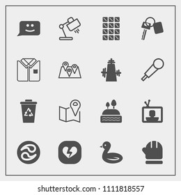 Modern, simple vector icon set with mon, lamp, pin, location, food, table, heart, love, bird, road, tv, japanese, japan, nature, interior, season, face, recycling, key, wildlife, sky, warm, bar icons