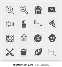Modern, simple vector icon set with staple, boat, gas, barn, space, dinner, stove, water, ancient, tree, photo, oven, account, cook, oar, pot, egyptian, monster, no, natural, picture, computer icons