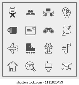 Modern, simple vector icon set with house, find, architecture, tune, chair, bathroom, armchair, male, music, melody, boy, restroom, man, toilet, plane, home, furniture, musical, nature, cowboy icons