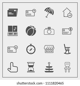 Modern, simple vector icon set with white, sand, cash, paper, money, real, hour, rain, curtain, currency, compass, interior, file, home, pointer, protection, weather, plate, food, bag, clock icons