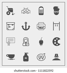 Modern, simple vector icon set with employee, hygiene, message, cappuccino, energy, technology, bubble, coffee, exploration, clean, drink, mobile, carnival, job, cable, people, liquid, success icons