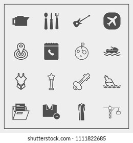 Modern, simple vector icon set with dress, medal, knife, kitchen, vintage, construction, caffeine, bottle, lock, drink, key, success, coffee, travel, saw, folder, bikini, swimsuit, file, male icons