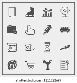 Modern, simple vector icon set with child, kid, people, retail, book, phone, delivery, knife, drink, tape, sand, package, electrical, notebook, graph, box, restaurant, fork, person, shop, winter icons