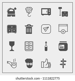 Modern, simple vector icon set with safe, classic, bank, pipe, good, laboratory, business, wine, jar, alcohol, graphic, tobacco, jam, glass, sofa, arrow, drawer, direction, bed, table, way, hand icons
