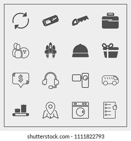 Modern, simple vector icon set with pin, contract, travel, laundry, retro, move, saw, highway, price, bus, arrow, call, frame, real, map, support, square, construction, air, clean, camera, work icons