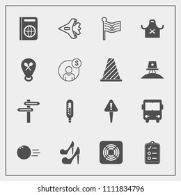 Modern, simple vector icon set with list, fashion, tourism, fun, passport, transport, financial, plane, danger, beauty, aircraft, national, transportation, check, ball, checklist, high, nation icons