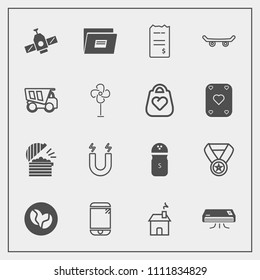 Modern, simple vector icon set with success, restaurant, magnetic, sign, planet, food, board, spice, financial, technology, paper, document, pole, bill, seasoning, air, estate, skateboard, prize icons