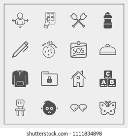 Modern, simple vector icon set with paddle, direction, home, baby, sad, safety, clothing, jacket, sunglasses, comfortable, child, building, sun, glasses, sign, fashion, play, mobile, device, toy icons