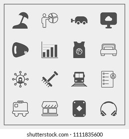 Modern, simple vector icon set with autumn, airport, curtain, baggage, modern, transportation, carriage, game, baby, travel, play, display, white, cloud, island, poker, businessman, business icons