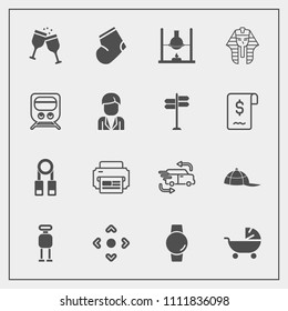 Modern, simple vector icon set with headwear, smart, clothes, robot, egypt, drink, business, hat, cap, person, delivery, presentation, clothing, time, futuristic, kid, fashion, baby, laboratory icons