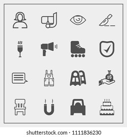 Modern, simple vector icon set with medical, wine, business, dessert, comfortable, face, lady, sport, vehicle, sea, message, cake, energy, water, wear, home, operation, mask, work, sign, money icons