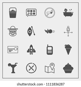 Modern, simple vector icon set with cigarette, addiction, no, drink, object, road, chinese, space, tobacco, martini, phone, pin, mobile, craft, cake, water, cream, audio, sign, alcohol, doughnut icons