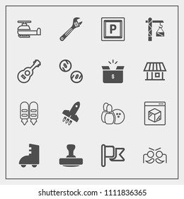 Modern, Simple Vector Icon Set With Hammer, National, Mark, Guitar, Car, Road, Delivery, Carnival, Helicopter, Air, Sport, Vehicle, Stamp, Internet, Street, Flag, , Holiday, Aviation, Festival Icons