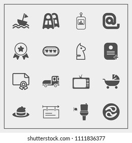 Modern, simple vector icon set with restroom, style, delivery, nautical, control, wc, water, remote, certificate, diploma, japanese, award, public, banner, stroller, technology, mon, screen, hat icons