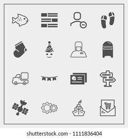 Modern, simple vector icon set with delete, transportation, news, graph, bill, list, doorknob, internet, door, dont, chart, user, happy, receipt, document, fashion, hanger, holiday, vehicle, web icons