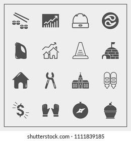Modern, simple vector icon set with religious, service, cake, real, trend, fish, church, house, pie, estate, concept, japanese, reparation, seafood, north, food, industrial, currency, kamon, cap icons