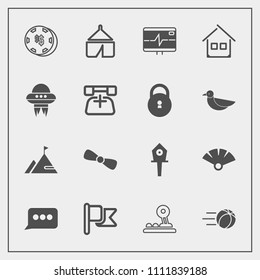 Modern, simple vector icon set with home, casino, house, spring, gambling, bow, nation, heart, building, button, pulse, arrow, health, soccer, ball, game, white, luck, web, birdhouse, technology icons