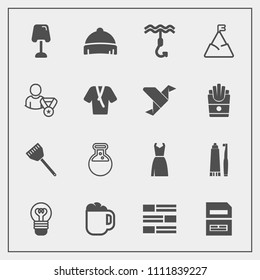 Modern, simple vector icon set with table, dental, fashion, mug, headwear, drink, cafe, data, computer, style, news, female, lamp, toothbrush, interior, hook, file, internet, hat, clothing, save icons