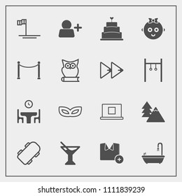 Modern, simple vector icon set with drink, mask, blue, cake, tree, dessert, bathroom, fashion, web, pie, sign, mexico, internet, ocean, landscape, add, juice, glass, cocktail, account, t-shirt icons