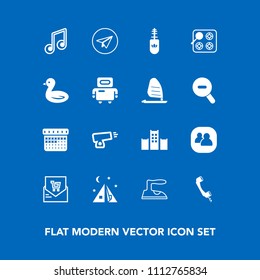 Modern, simple vector icon set on blue background with bill, note, schedule, black, group, fashion, war, web, mascara, military, time, domestic, clothes, travel, hotel, internet, ironing, team icons