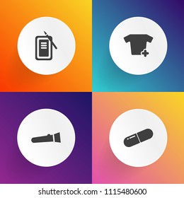 Modern, simple vector icon set on gradient backgrounds with painkiller, inkstone, tablet, asian, tool, vitamin, antibiotic, flashlight, japanese, japan, shirt, bright, medical, t-shirt, clothing icons