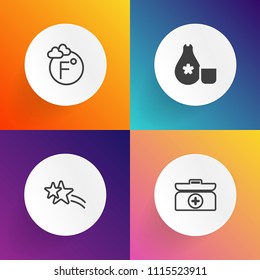 Modern, simple vector icon set on gradient backgrounds with scale, doctor, sky, degree, meal, first, measurement, comet, fish, thermometer, meteor, new, shiny, sushi, health, abstract, white icons