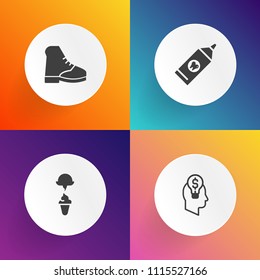 Modern, simple vector icon set on gradient backgrounds with product, brush, health, creativity, soft, creative, food, black, toothpaste, inspiration, tooth, wear, summer, fashion, technology icons