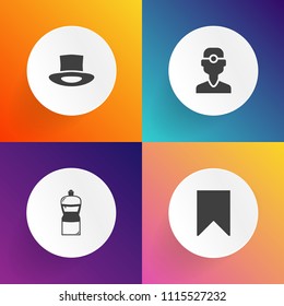 Modern, simple vector icon set on gradient backgrounds with flag, healthcare, cap, sign, health, hygiene, white, medicine, hat, housework, patient, bucket, cleaner, app, care, book, sponge, star icons